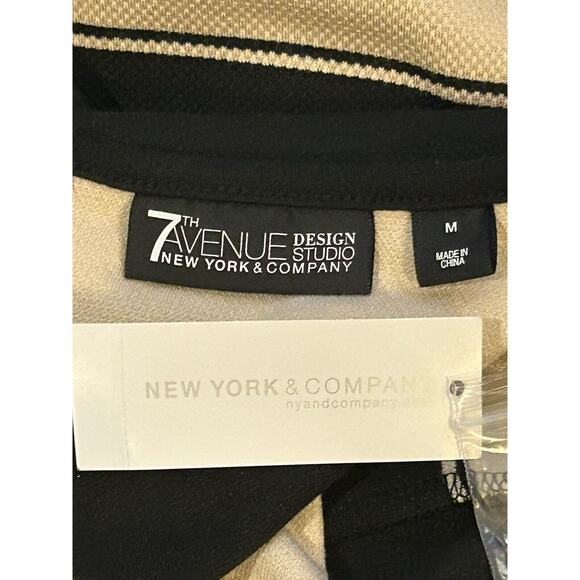 NWT 7th Avenue New York & Company Women's size M Striped Black/Beige Dress - Picture 5 of 6